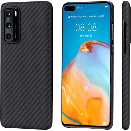 Carcase Pitaka - Husa Pitaka Huawei P40 MagEZ, Aramida, Negru/Gri