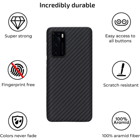 Husa Pitaka Huawei P40 MagEZ, Aramida, Negru/Gri [2]