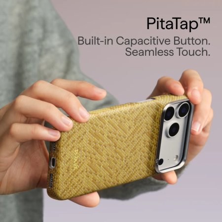 Husa Pitaka iPhone 18 Pro/ 17 Pro, Edge Case, Wind Over Wheat, PitaTap™, MagSafe, Ultra Slim, 01* Golden Drift [8]