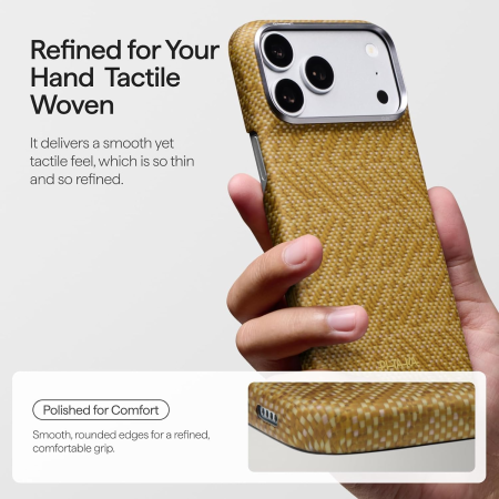 Husa Pitaka iPhone 18 Pro Max/ 17 Pro Max, Edge Case, Wind Over Wheat, PitaTap™, MagSafe, Ultra Slim, 01* Golden Drift [16]