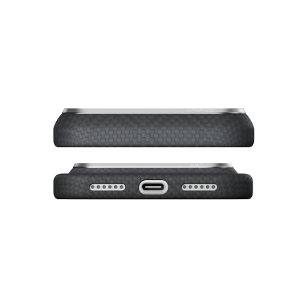 Husa Pitaka iPhone 18 Pro, Edge Case, Argyle, PitaTap™, MagSafe, Ultra Slim, Lava black [3]