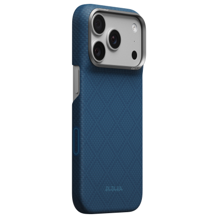 iPhone 18 - Husa Pitaka iPhone 18 Pro Max, Edge Case, Argyle, PitaTap™, MagSafe, Ultra Slim, Abyss Blue