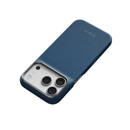 Husa Pitaka iPhone 18 Pro Max, Edge Case, Argyle, PitaTap™, MagSafe, Ultra Slim, Abyss Blue [5]