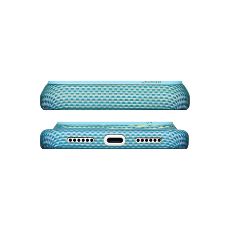 Husa Pitaka iPhone 18 Pro, Edge Case,Glints of Gold, PitaTap™, MagSafe, Ultra Slim, Lucid Blue [5]