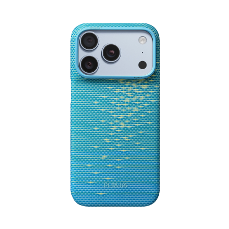 Husa Pitaka iPhone 18 Pro, Edge Case,Glints of Gold, PitaTap™, MagSafe, Ultra Slim, Lucid Blue [4]