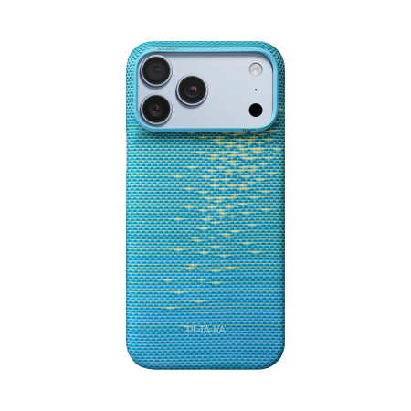 Husa Pitaka iPhone 18 Pro Max/ 17 Pro Max, Edge Case,Glints of Gold, PitaTap™, MagSafe, Ultra Slim, Lucid Blue [4]