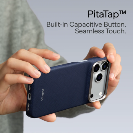 Husa Pitaka iPhone 18 Pro Max/ 17 Pro Max, Edge Case, PTK Weaving, PitaTap™, MagSafe, Ultra Slim, Sapphire Blue [12]