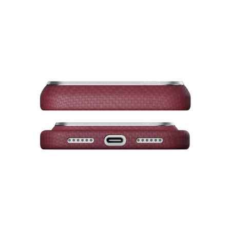 Husa Pitaka iPhone 18 Pro Max, Edge Case, Argyle, PitaTap™, MagSafe, Ultra Slim, Burgundy [4]