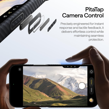 Husa Pitaka iPhone 18 Pro Max, Edge Case, Argyle, PitaTap™, MagSafe, Ultra Slim, Lava black [9]