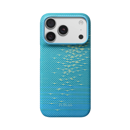 Husa Pitaka iPhone 18 Pro Max, Edge Case,Glints of Gold, PitaTap™, MagSafe, Ultra Slim, Lucid Blue [4]