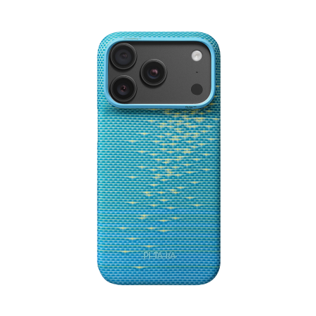Husa Pitaka iPhone 18 Pro Max, Edge Case,Glints of Gold, PitaTap™, MagSafe, Ultra Slim, Lucid Blue [2]