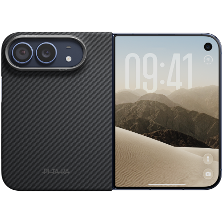 Husa Pitaka iPhone Duo, Edge Case, Classic, PitaTap™, MagSafe, Ultra Slim, Negru/Gri [2]