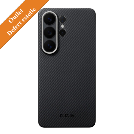 Galaxy S26/S26 Plus/S26 Ultra - [Outlet] Husa Samsung S26 Ultra Pitaka, MagEZ 600D, Edge Case, Aaron Button, MagSafe, Aramida, Negru/Gri