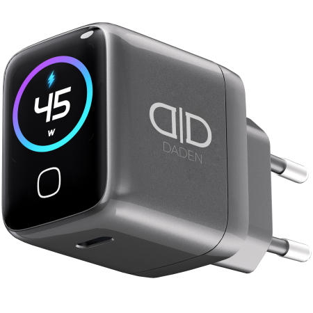 Incarcator 45W Turbo Fast Charge GaN cu Afisaj Digital TFT DaDen, Cablu Type C Inclus, 1x USB Type-C, Incarcare Rapida Power Delivery PD 3.2 AVS, Monitorizare Putere si Temperatura, Protectie Intelige [1]