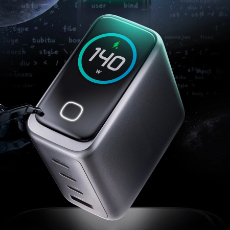 Incarcator 140W Turbo Fast Charge GaN cu Afisaj Digital, Daden, 3xUSB Type-C, 1xUSB Type-A, Incarcare Rapida, Power Delivery 3.1, Protectie inteligenta, Negru [1]