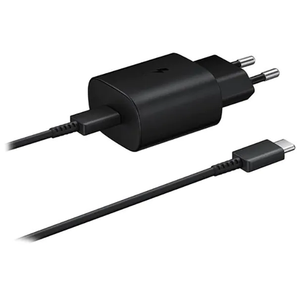 Samsung - Incarcator retea SAMSUNG cu cablu inclus, 1xUSB-C, 25W, Power Delivery (PD), Negru - Samsung