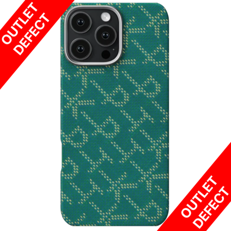 Outlet - [Outlet] Husa PITAKA MagEZ Case 5 Monogram din Fibra de Aramida 600D, pentru iPhone 16 Pro Max, Auriu/Verde, Ultra Slim, Compatibila MagSafe