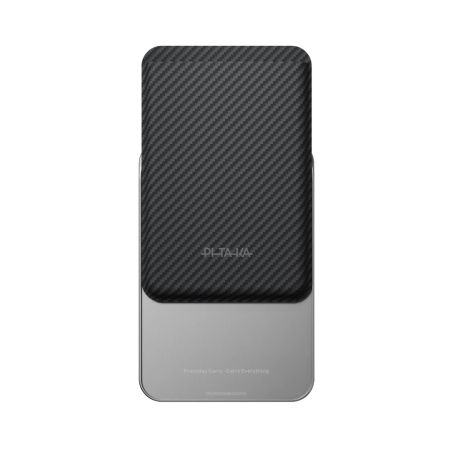 Portofel PITAKA Carry MagMod Stand Wallet, MagSafe, Stand Reglabil 0-120°, Fibra de Aramida, Negru/Gri (Twill) [2]