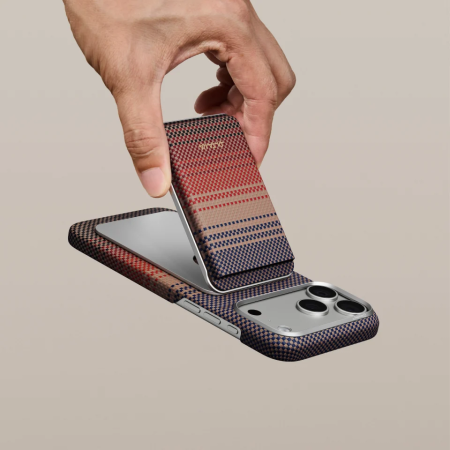 Portofel PITAKA Carry MagMod Stand Wallet, MagSafe, Stand Reglabil 0-120°, Fibra de Aramida, Sunset [6]