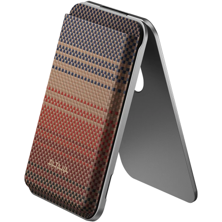 Carcase Pitaka - Portofel PITAKA Carry MagMod Stand Wallet, MagSafe, Stand Reglabil 0-120°, Fibra de Aramida, Sunset