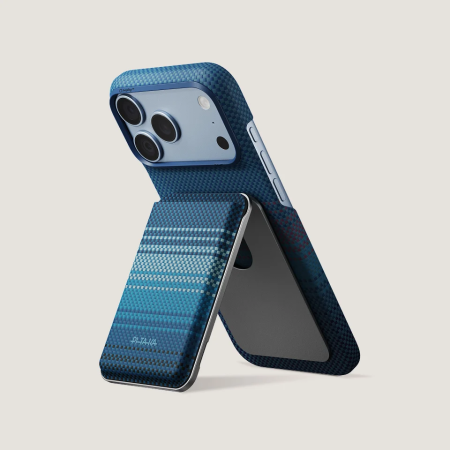 Portofel PITAKA Carry MagMod Stand Wallet, MagSafe, Stand Reglabil 0-120°, Fibra de Aramida, Moonrise [4]