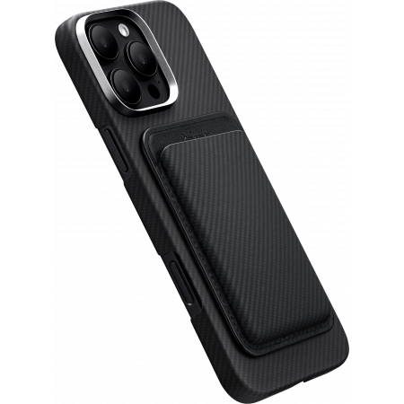 [Outlet] Portofel Pitaka cu MagSafe, MagEZ Woven Negru/Gri din fibra de aramida [8]