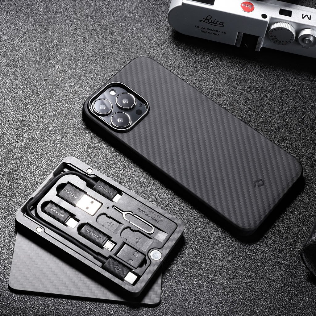pitaka Funda magnética para iPhone 13 Pro de 6.1 pulgadas [Fusion Weaving  MagEZ Case 2] compatible con MagSafe, 100% fibra de aramida, funda delgada