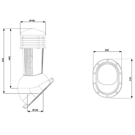Coș ventilare tigla metalica profil U Ø 125 mm [6]