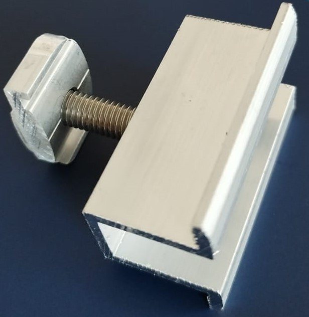 SET Clemă capăt fixare panou solar șurub inox M8x25 și piuliță tip C [2]