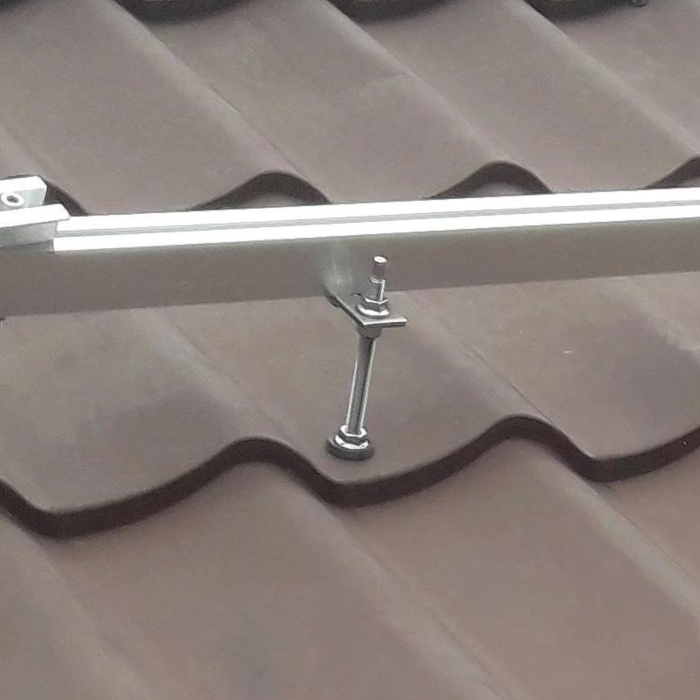 Set Șurub Ancoră (Hanger Bolt) M10x250 cu Placă Adaptoare 80x30x5 mm pentru Panouri Fotovoltaice [8]