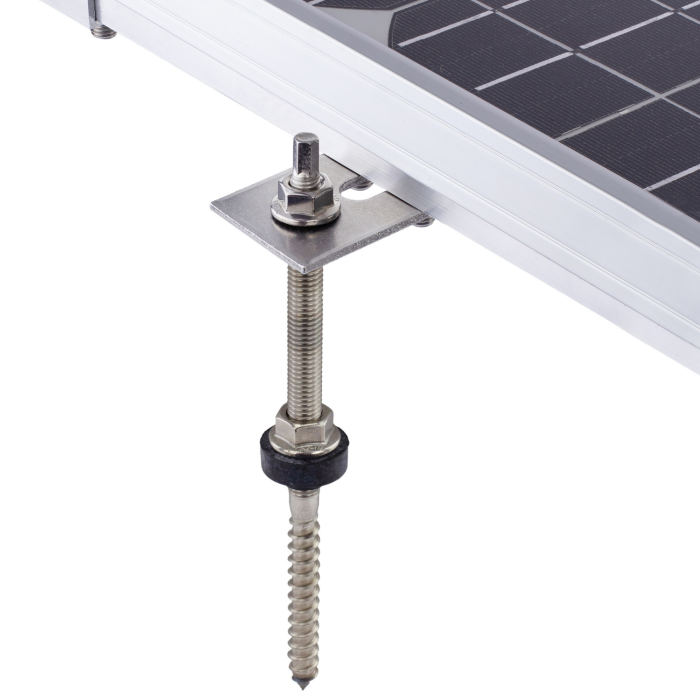 Set Șurub Ancoră (Hanger Bolt) M10x300 cu Placă Adaptoare 80x30x5 mm pentru Panouri Fotovoltaice [9]