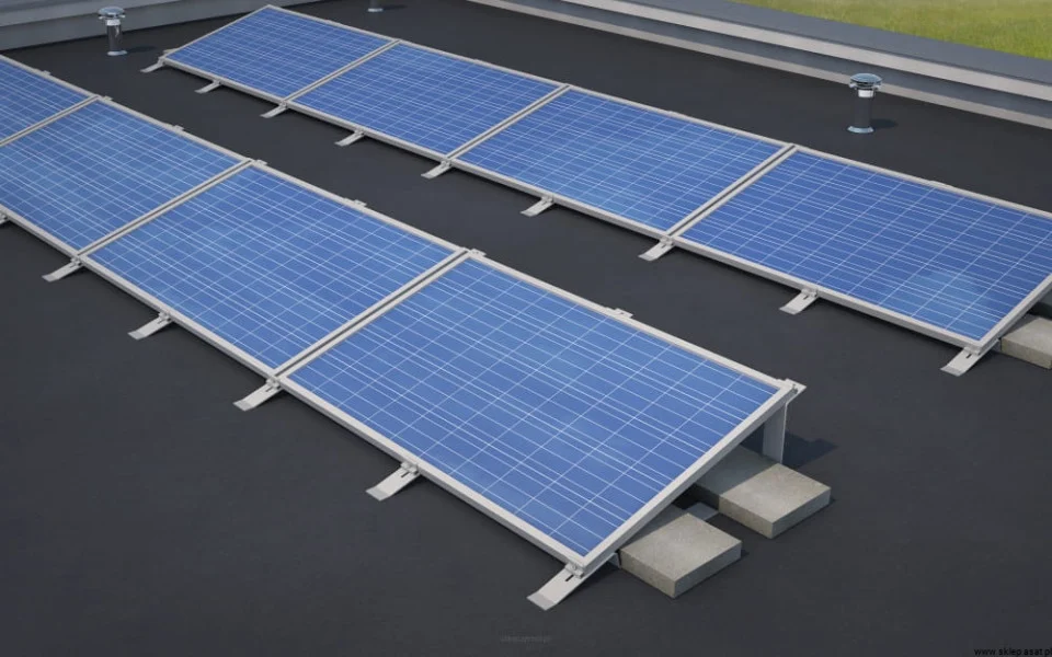 KIT structura pentru montajul de 20 panouri solar fotovoltaic pe acoperis cu panta mica, terasa [3]