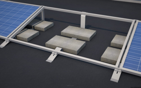 KIT montaj terasa - KIT structura pentru montajul de 12 panouri solar fotovoltaic pe acoperis cu panta mica, terasa