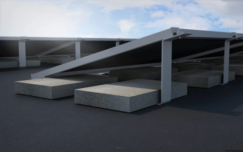 KIT structura pentru montajul de 20 panouri solar fotovoltaic pe acoperis cu panta mica, terasa [2]