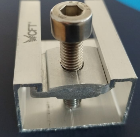 SET Clemă capăt fixare panou solar șurub inox M8x25 și piuliță tip C [3]