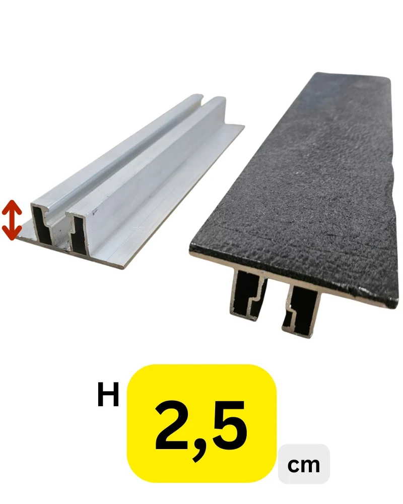 profile - Șină Mini Rail Aluminiu 24,5 mm cu banda EPDM pentru Panouri Fotovoltaice – Montaj Tablă Trapezoidală