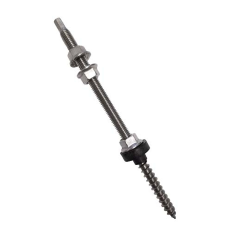 Fotovoltaice - Șurub Ancoră (Hanger Bolt) M10x200 Filet Dublu Inox A2 pentru Panouri Fotovoltaice