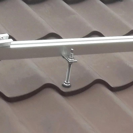 Set Șurub Ancoră (Hanger Bolt) M10x250 cu Placă Adaptoare 80x30x5 mm pentru Panouri Fotovoltaice [7]