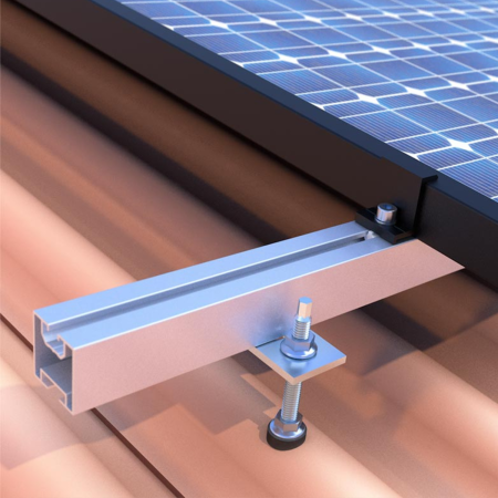 Set Șurub Ancoră (Hanger Bolt) M10x300 cu Placă Adaptoare 80x30x5 mm pentru Panouri Fotovoltaice [7]
