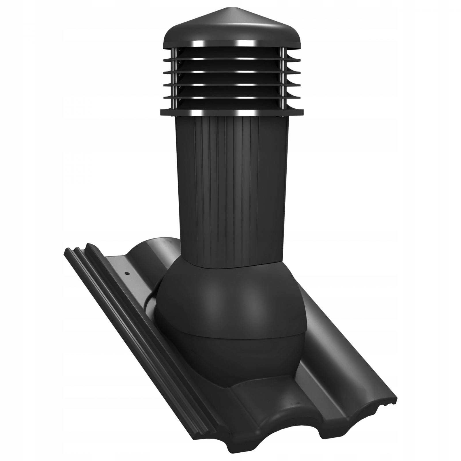 Coș ventilare țiglă Bramac Romana Ø 125 mm negru 9005, 125 mm