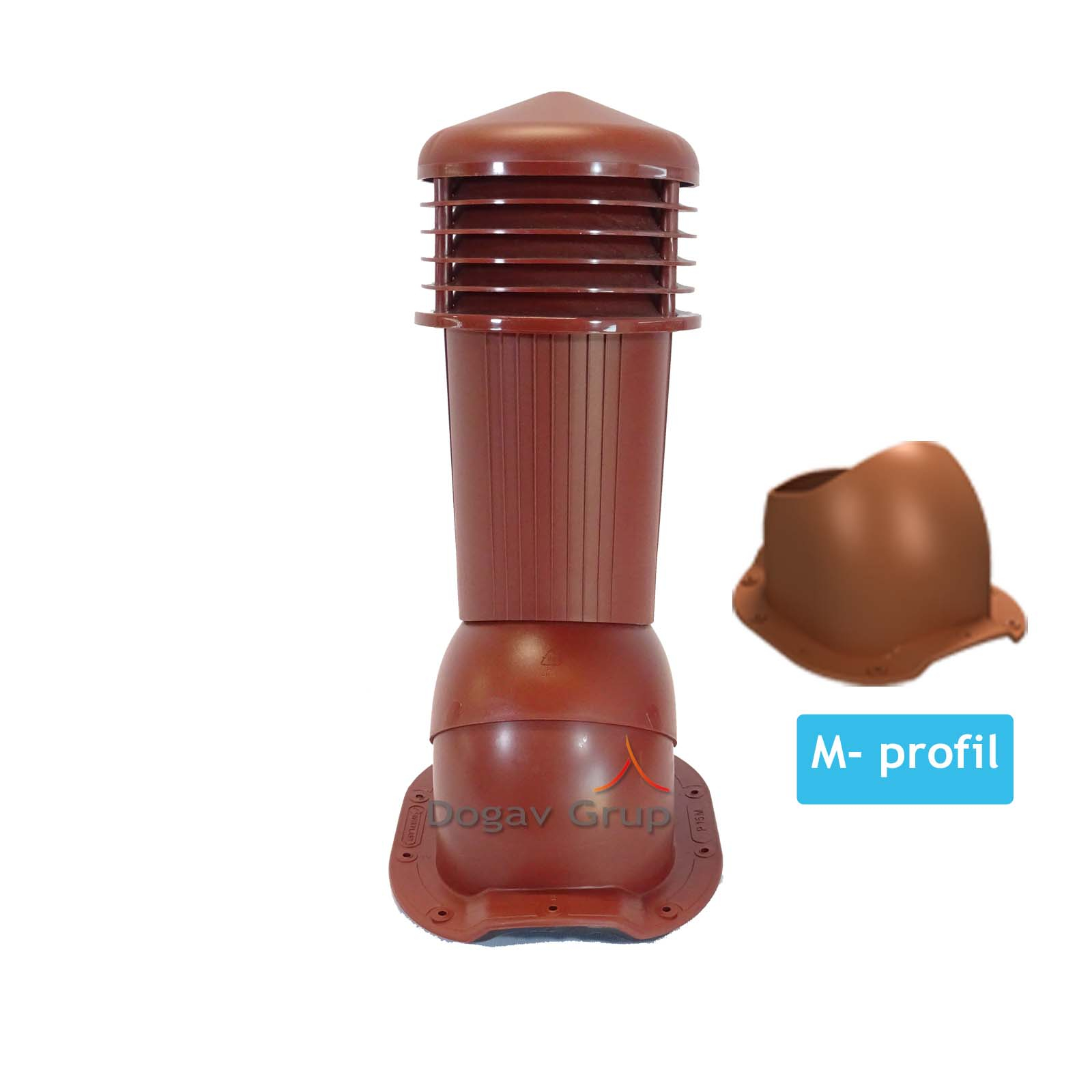 Coș ventilare țiglă metalică Profil M Ø 125 rosu 3009