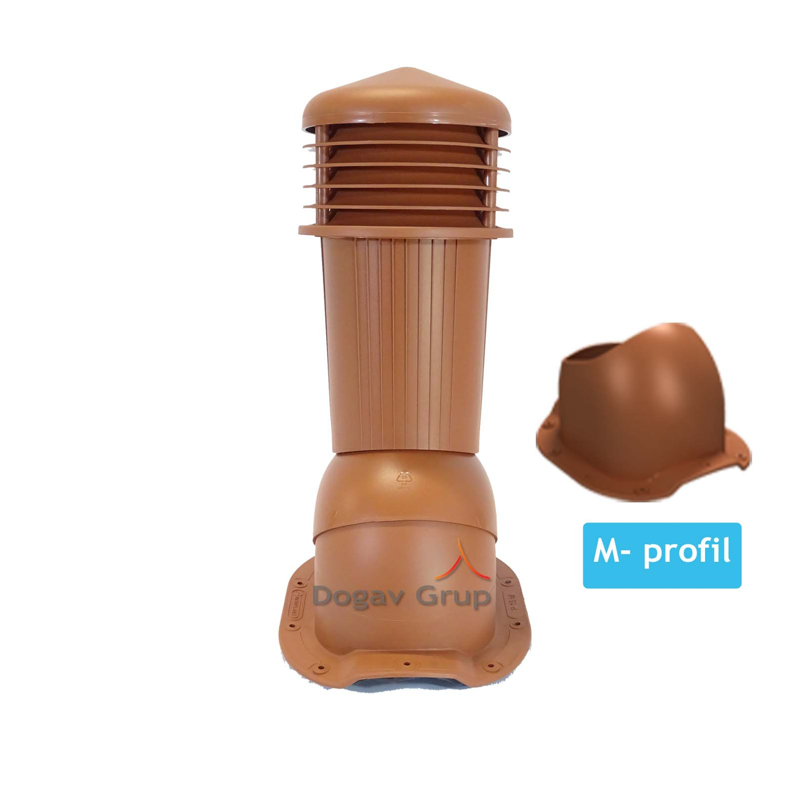 Coș ventilare țiglă metalică Profil M Ø 125 rosu caramiziu 8004