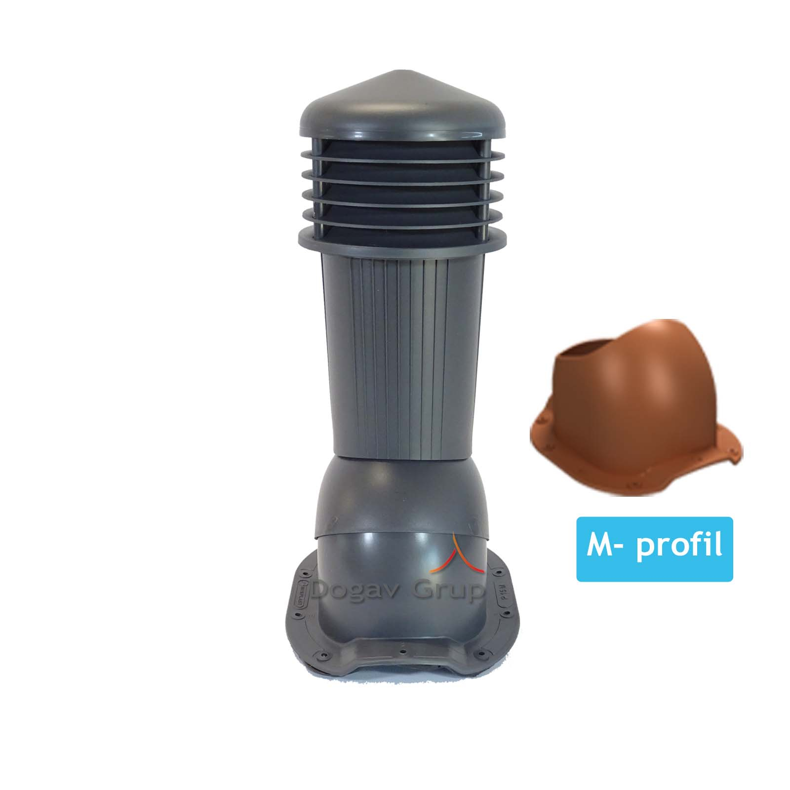 Coș ventilare țiglă metalică Profil M Ø 125 gri 7024