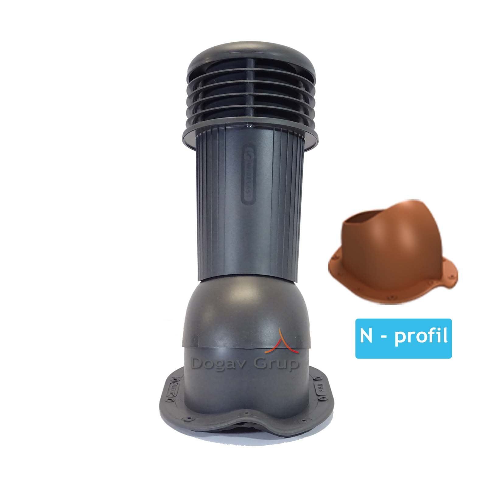 Coș ventilare țiglă metalică Profil N Ø 125 gri 7024