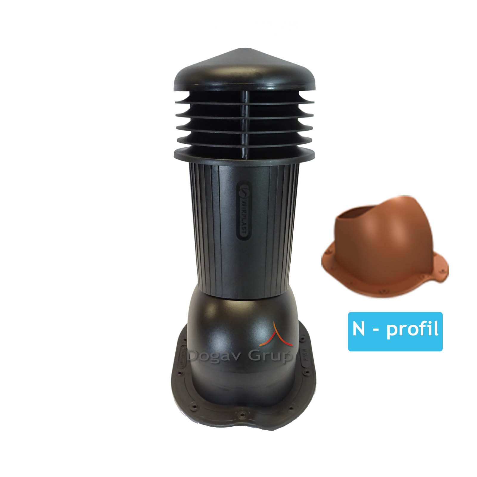 Coș ventilare țiglă metalică Profil N Ø 125 negru 9005