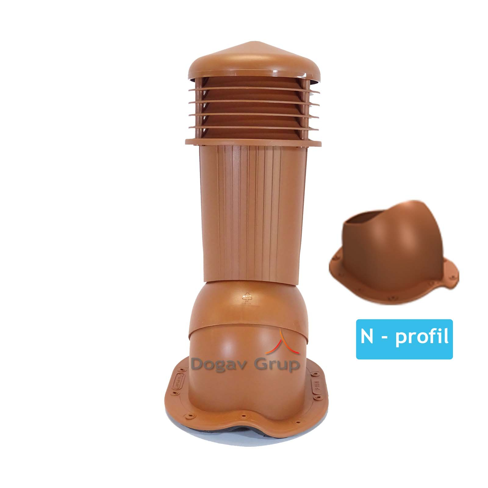 Coș ventilare țiglă metalică Profil N Ø 125 rosu caramiziu 8004