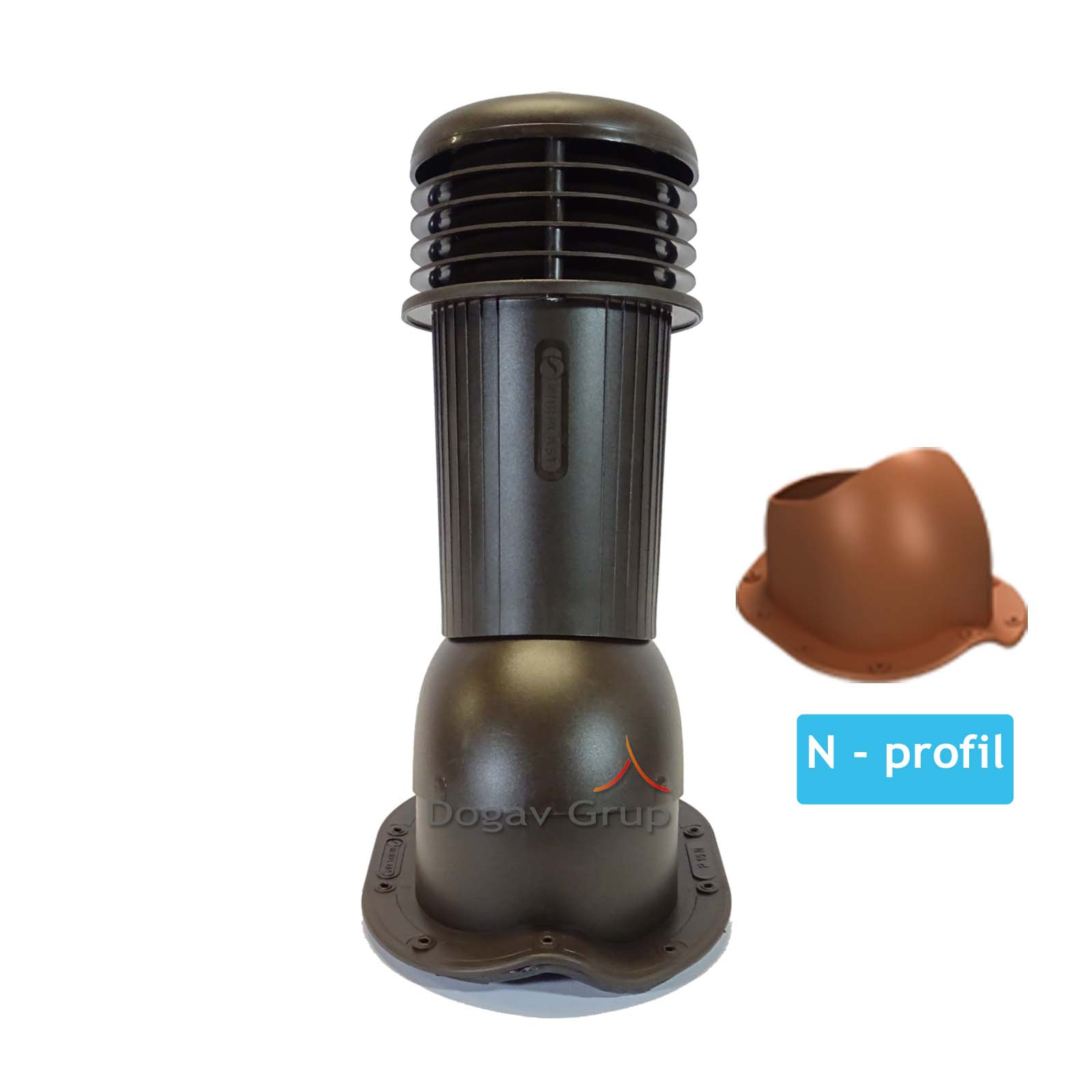 Coș ventilare țiglă metalică Profil N Ø 125 maro inchis 8019