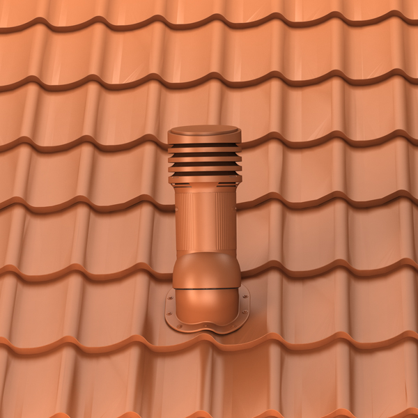Coș ventilare țiglă metalică Profil M Ø 150 rosu caramiziu 8004