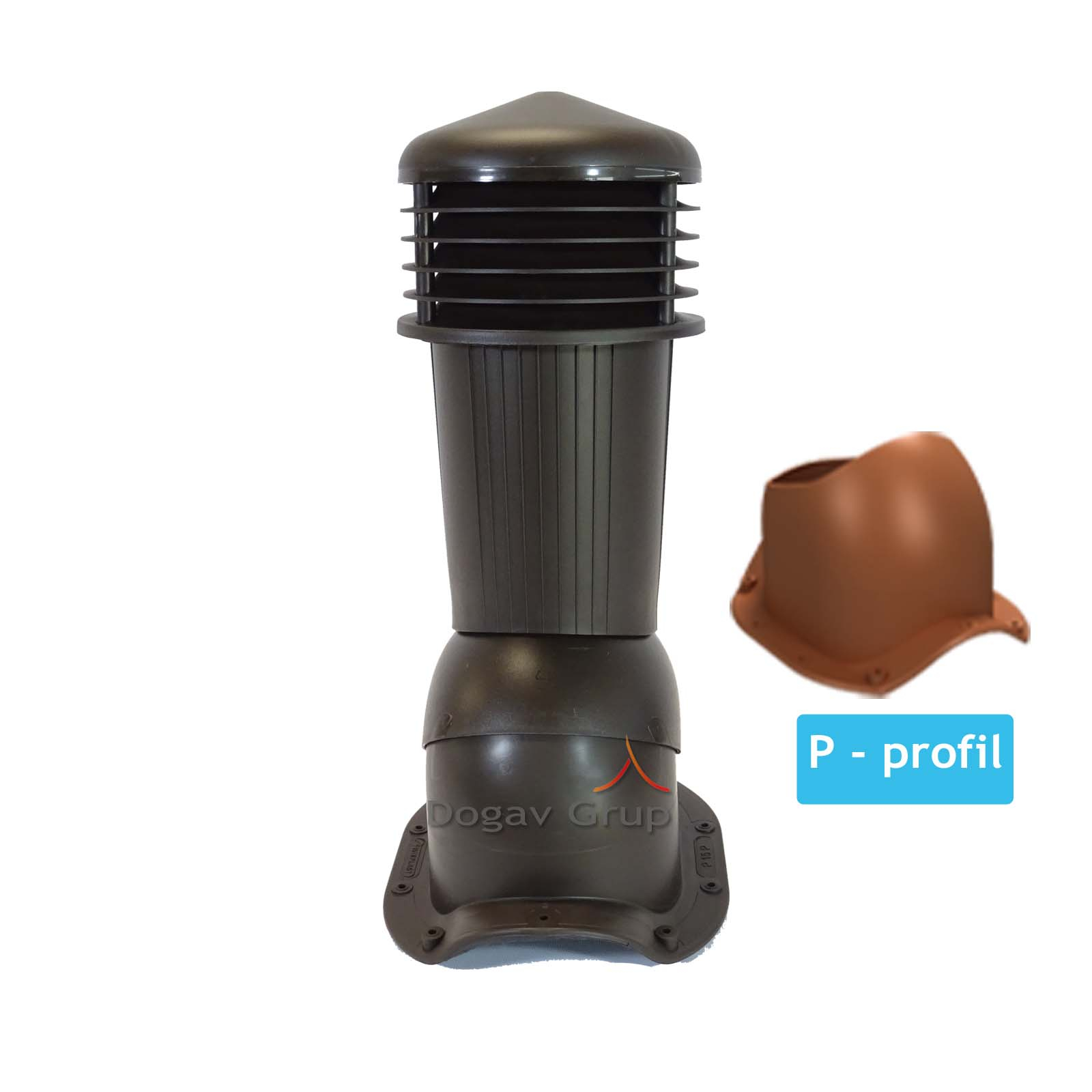 Coș ventilare țiglă metalică Profil P Ø 125 rosu 3009