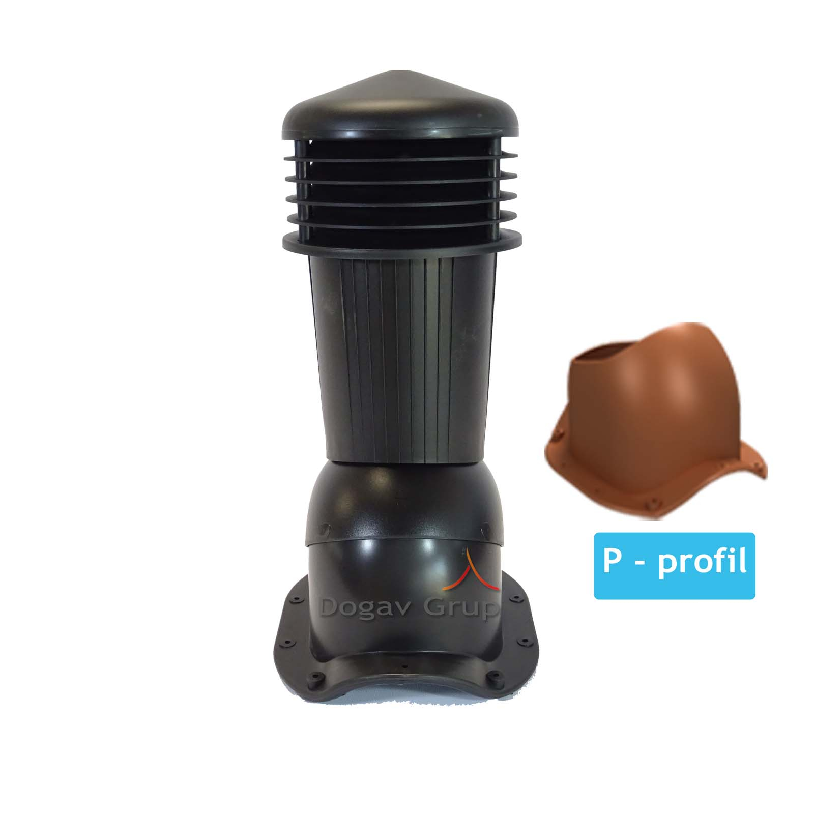 Coș ventilare țiglă metalică Profil P Ø 125 negru 9005
